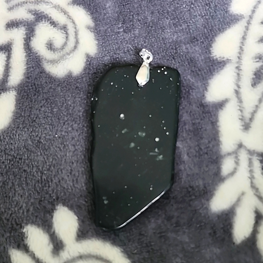 Malachite pendant with sterling clasp